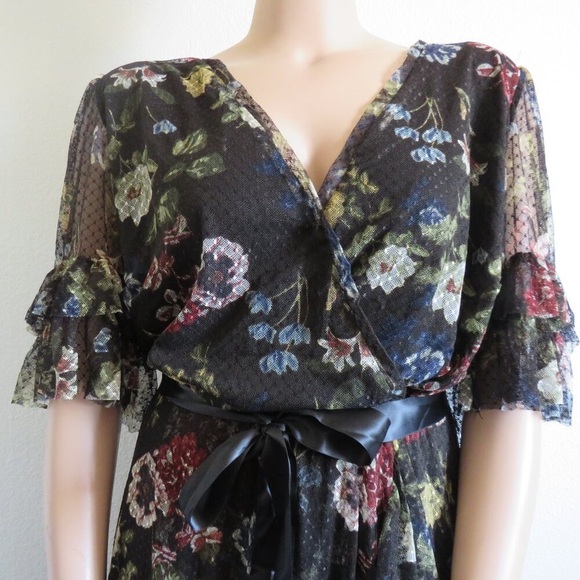 LANE BRYANT Women's Floral Mesh Faux Wram Midi Dress Plus Size 20 NWT - Picture 3 of 7